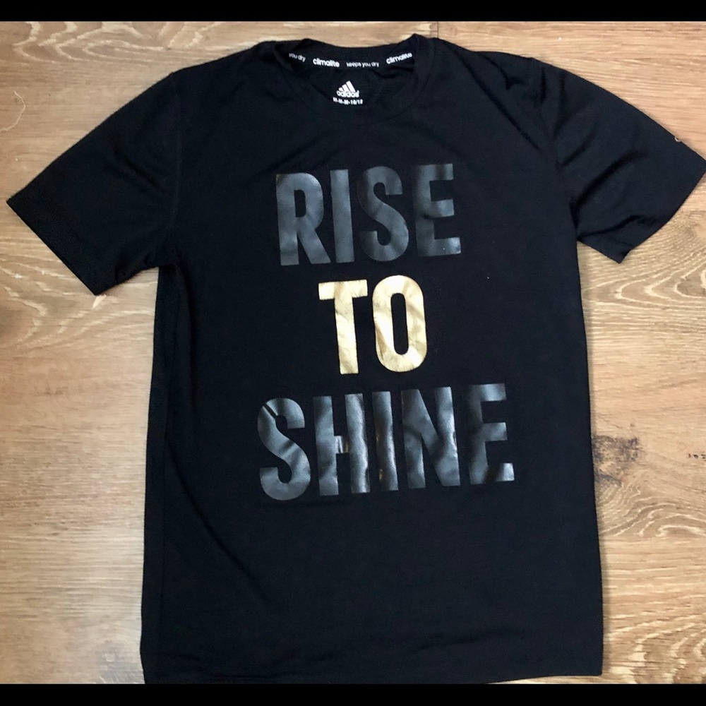 “RISE TO SHINE” Adidas Black Gold Shirt
